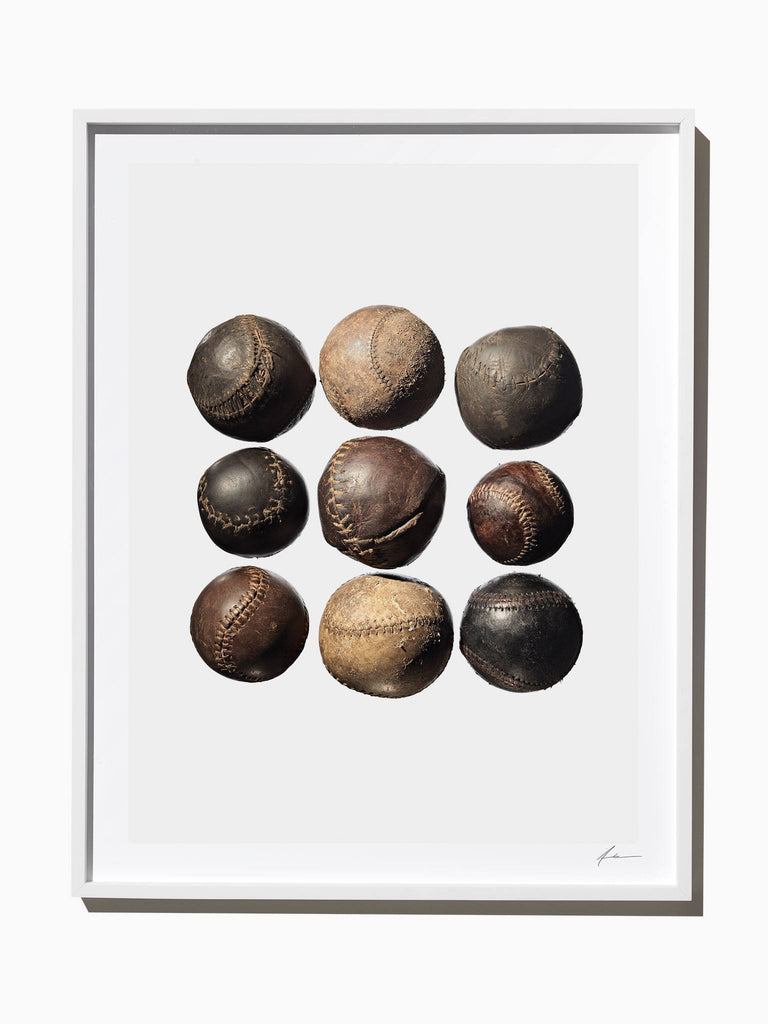 Fine Art Print - Vintage Baseballs, 9 Up.