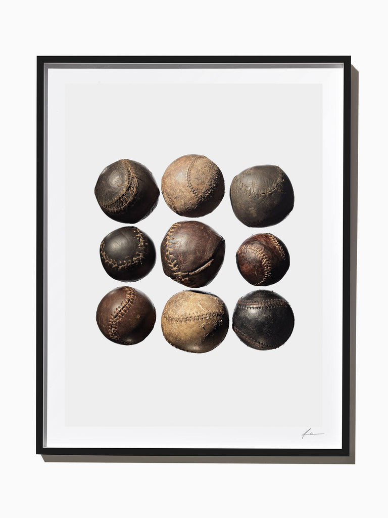 Fine Art Print - Vintage Baseballs, 9 Up.